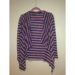 Purple & Grey Striped Cardigan